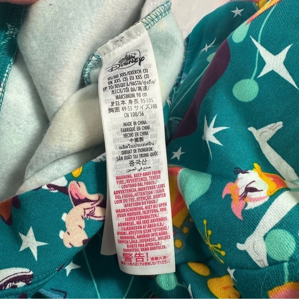 [KID] DISNEY Teal Pattern Hoodie 3T NWT Cotton Blend - Picture 5 of 7